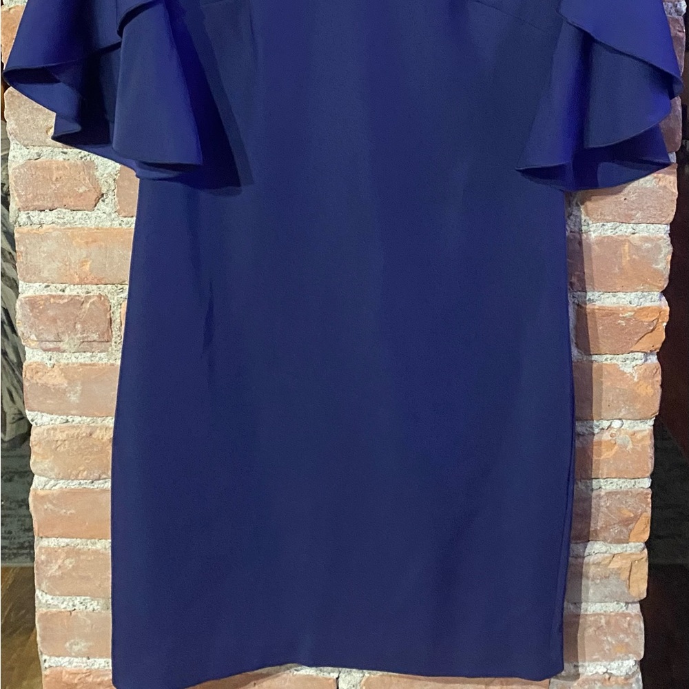 NWOT Trina Turk Deep Purple Midi Dress w/V Neck and Wrap Sleeves Zipper Back - Picture 9 of 11